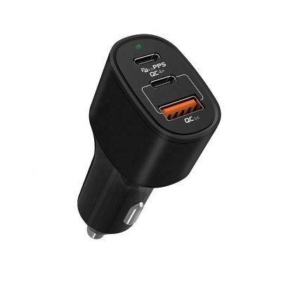 HUNDA 2020 Best Selling 65W USB PD Fast Charging Car Charger 3 Port MIni Multi Port Type C Car Charger Adapter QC3.0 USB Auto